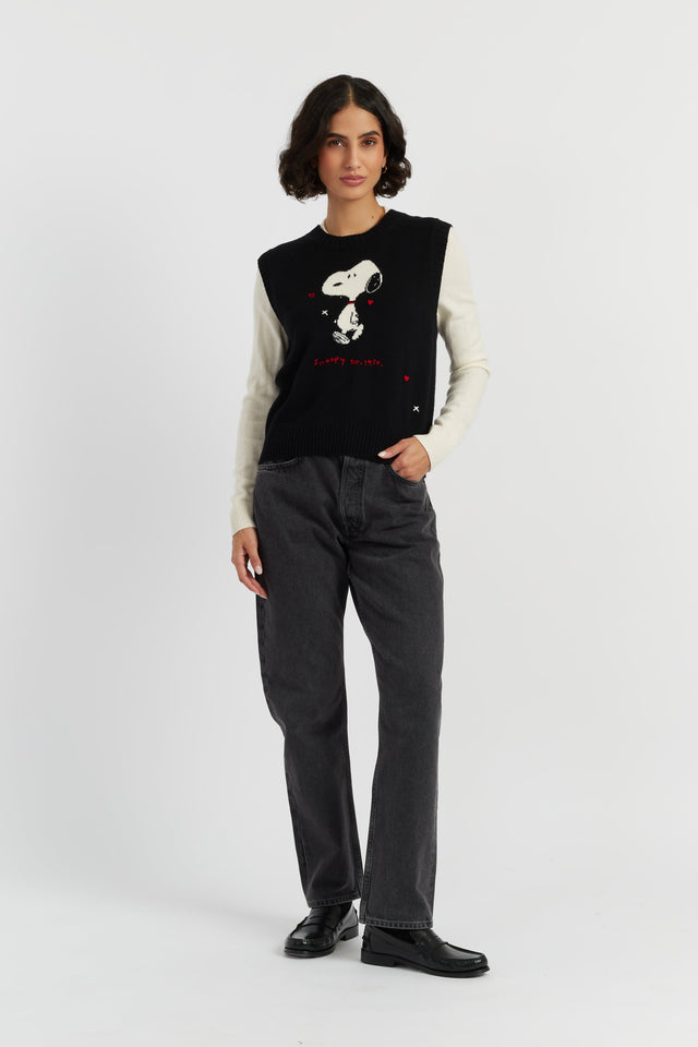 Black Wool-Cashmere Snoopy Anniversary Tank image 2