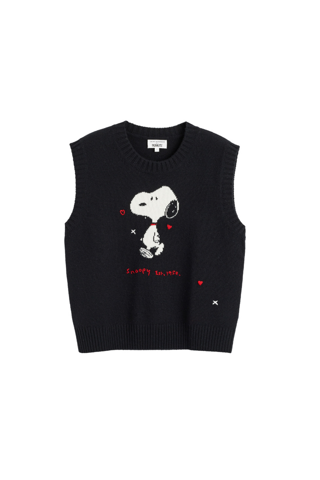 Black Wool-Cashmere Snoopy Anniversary Tank image 4