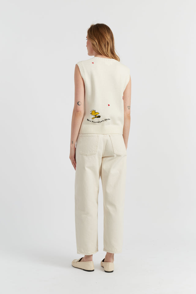 Cream Wool-Cashmere Snoopy Anniversary Tank image 4