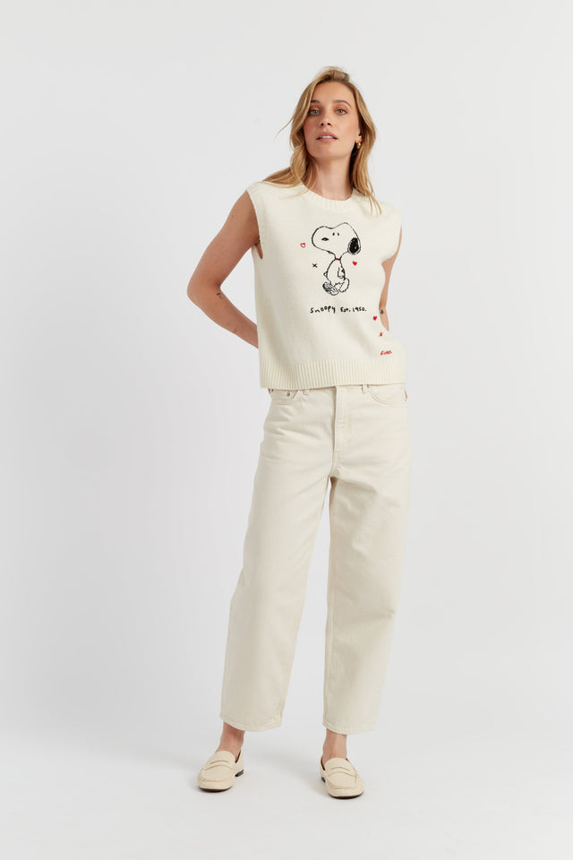 Cream Wool-Cashmere Snoopy Anniversary Tank image 3