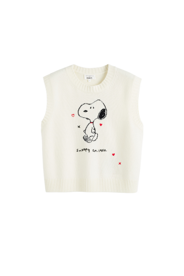 Cream Wool-Cashmere Snoopy Anniversary Tank image 5