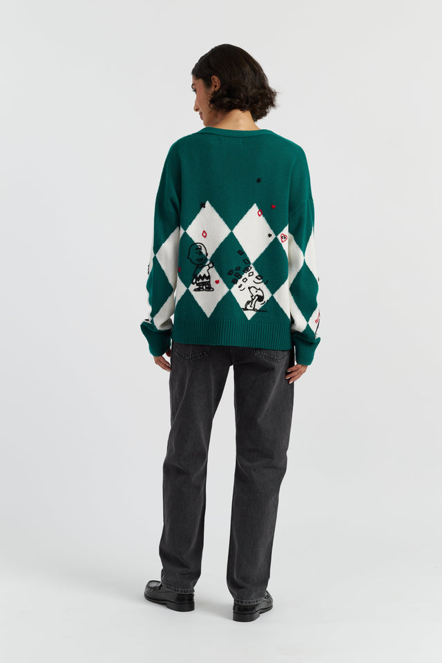 Emerald Wool-Cashmere Peanuts Poker Cardigan image 2
