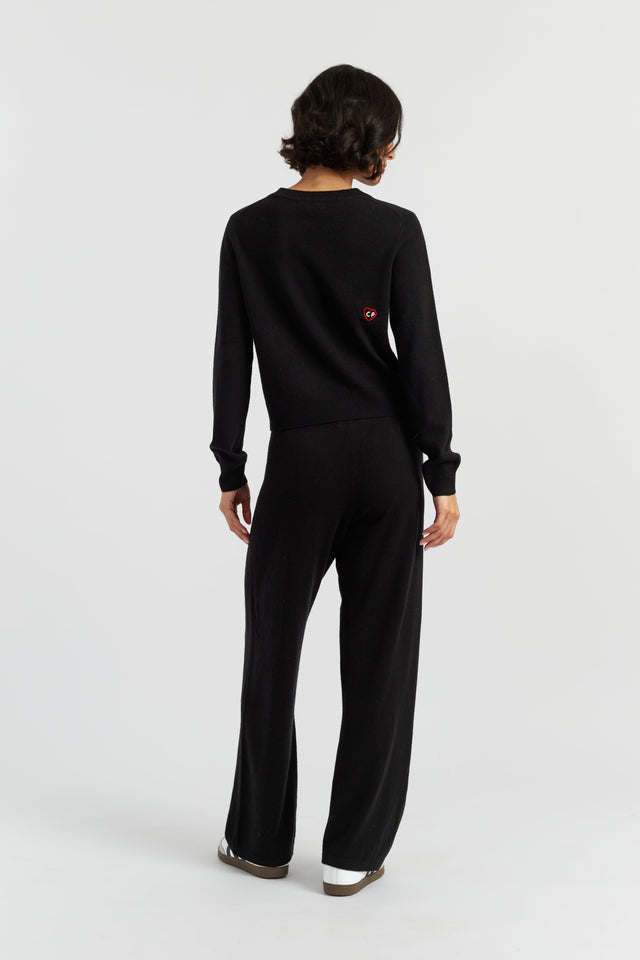 Black Wool-Cashmere Snoopy & Charlie Brown Cardigan image 2