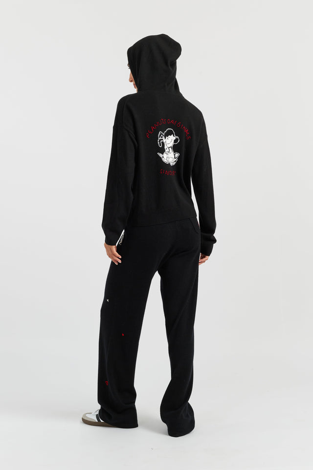 Black Wool-Cashmere Peanuts Originals Hoodie image 4