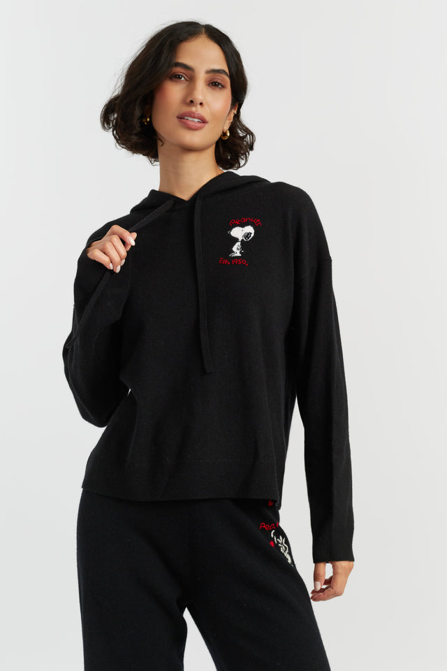 Black Wool-Cashmere Peanuts Originals Hoodie image 2