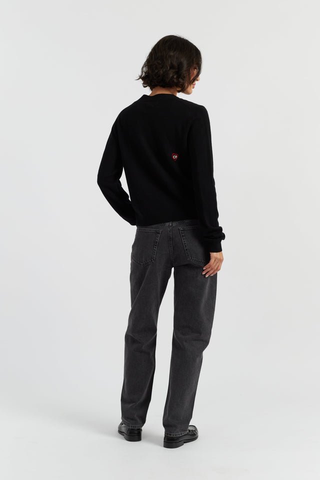 Black Wool-Cashmere Snoopy Peek Cardigan image 2