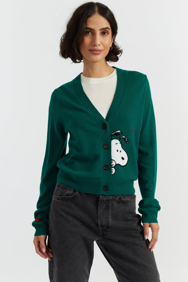 Emerald Wool-Cashmere Snoopy Peek Cardigan image 1