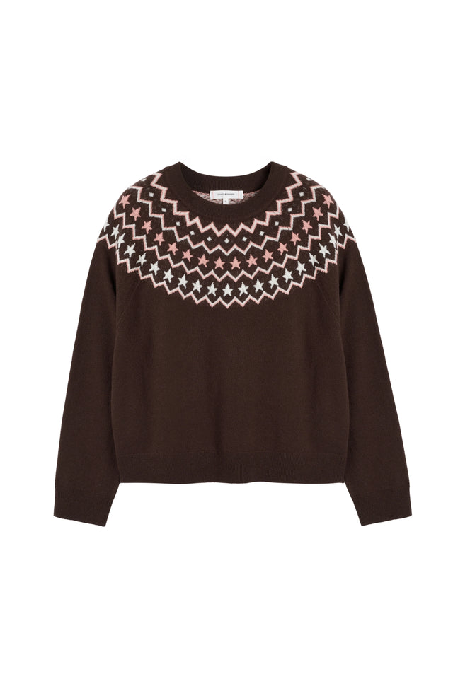Chocolate Wool-Cashmere Fair Isle Sweater image 4
