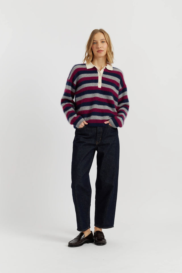 Multi Merino Stripe Polo Top image 2