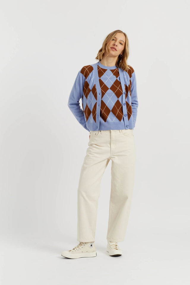 Baby-Blue Wool-Cashmere Diamond Cardigan image 2