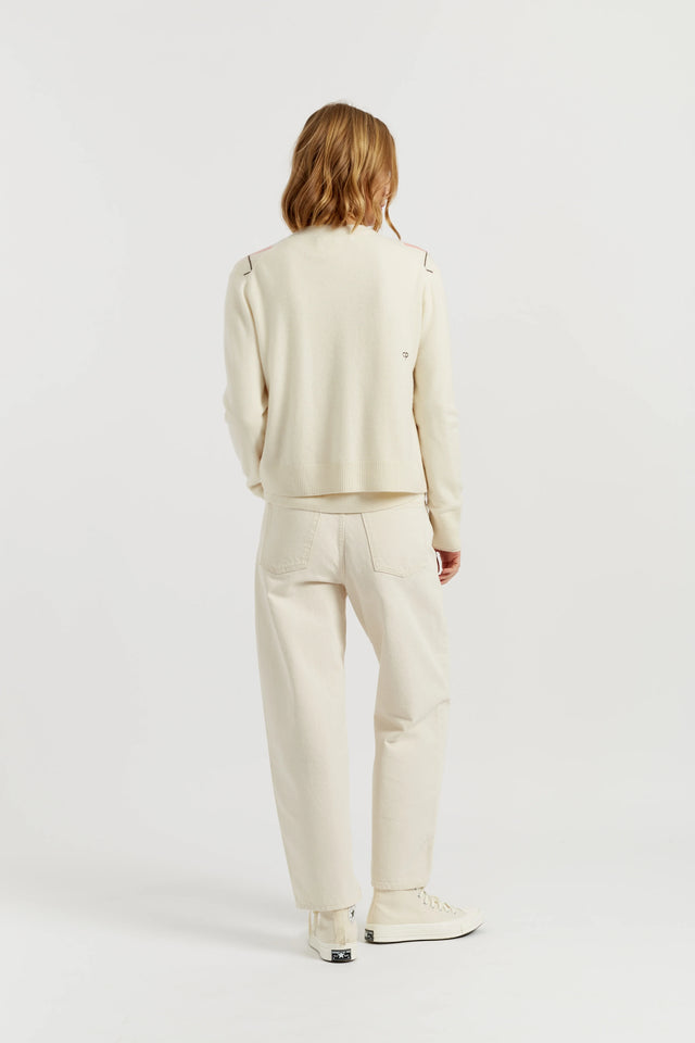 Salmon Wool-Cashmere Diamond Cardigan image 3