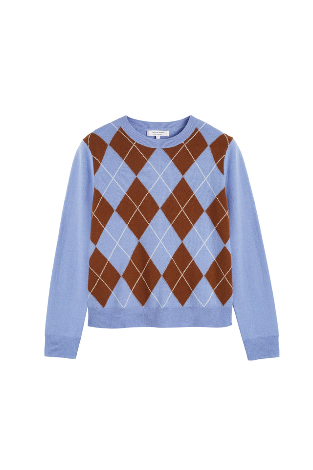 Baby-Blue Wool-Cashmere Diamond Sweater image 4