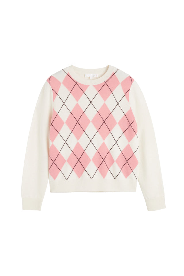 Salmon Wool-Cashmere Diamond Sweater image 5