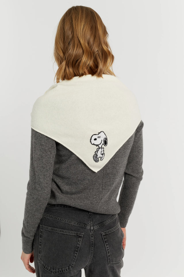 Cream Wool-Cashmere Snoopy Triangle Scarf image 2