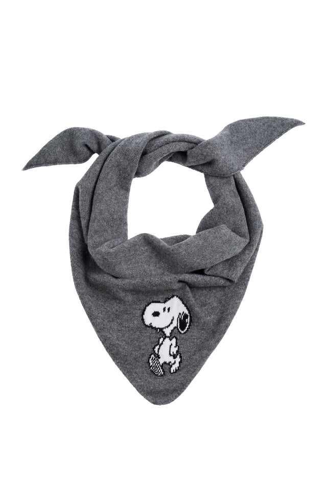 Grey Wool-Cashmere Snoopy Triangle Scarf image 3
