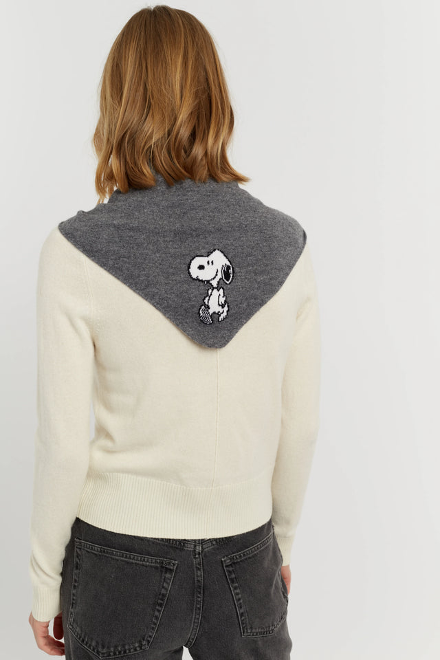 Grey Wool-Cashmere Snoopy Triangle Scarf image 2