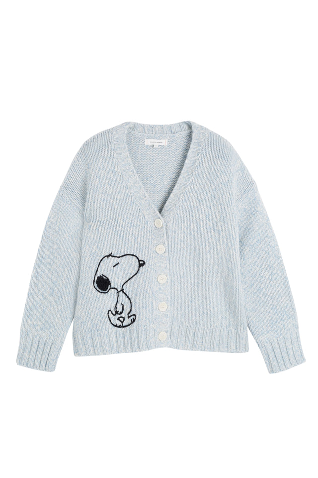 Blue Merino Snoopy Marl Cardigan image 4