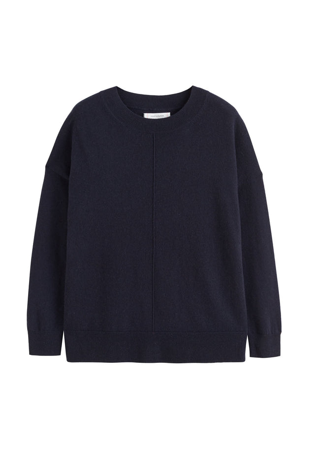 Navy Wool-Cashmere Slouchy Sweater image 4