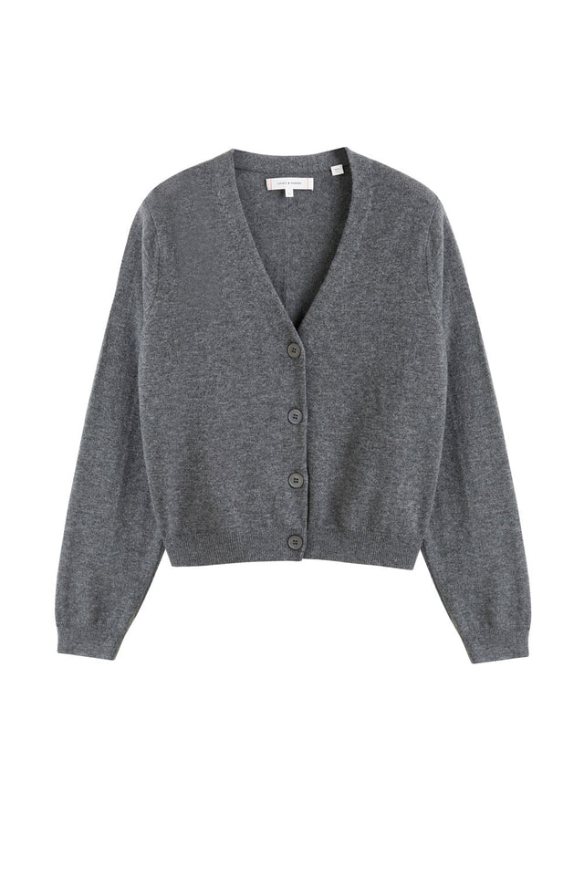 Grey Wool-Cashmere Cropped Cardigan image 3
