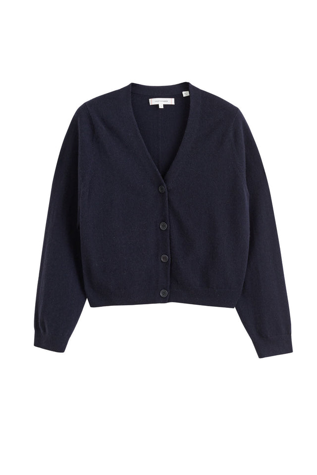 Navy Wool-Cashmere Cropped Cardigan image 3