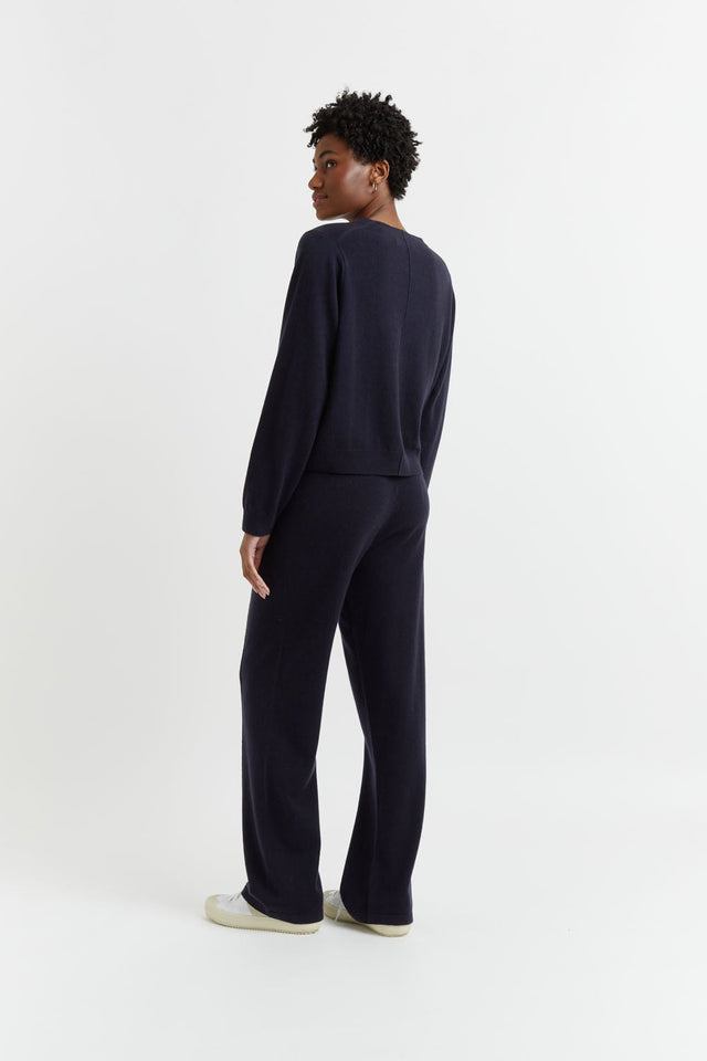 Navy Wool-Cashmere Cropped Cardigan image 2