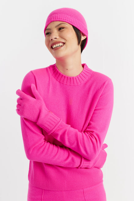 Women's Chinti and Parker Gloves Hot Pink Wool-Cashmere Gloves One Size