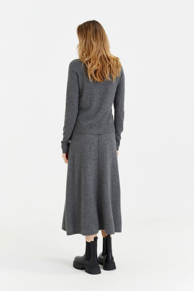 Grey Wool-Cashmere Midi Skirt image 4