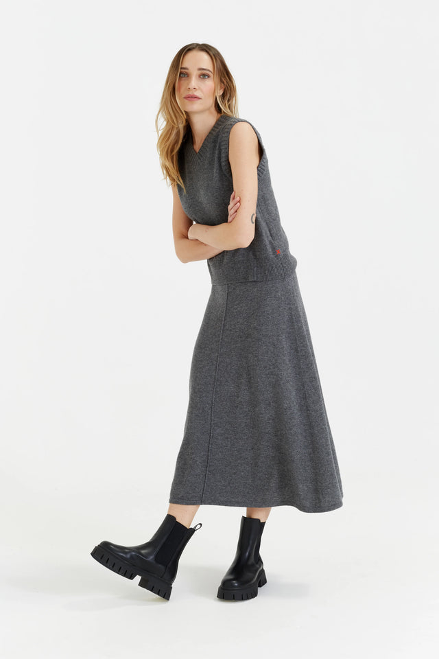 Grey Wool-Cashmere Midi Skirt image 3