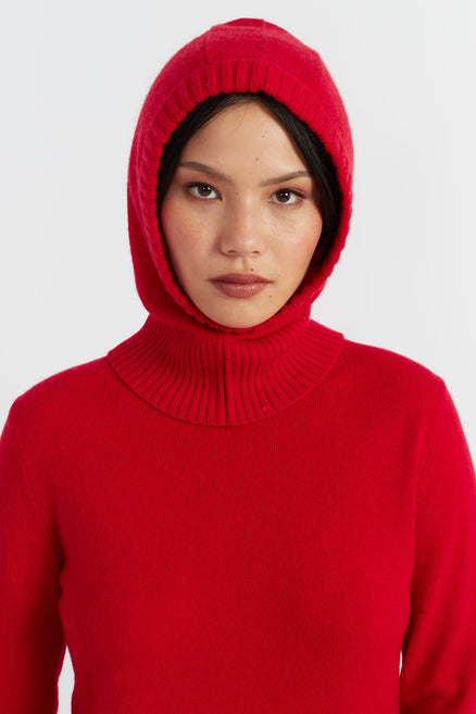 Velvet-Red Wool-Cashmere Balaclava