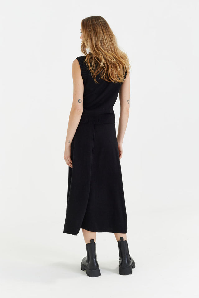 Black Wool-Cashmere Midi Skirt image 2