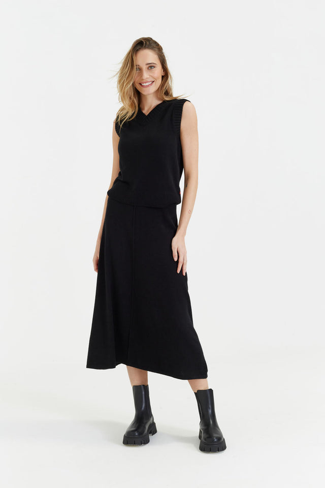 Black Wool-Cashmere Midi Skirt image 1