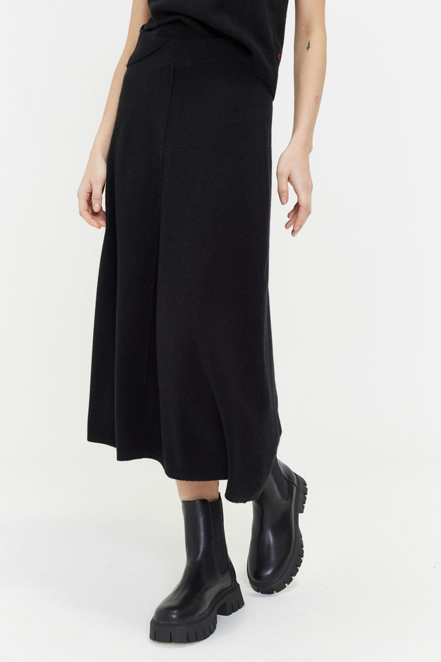 Black Wool-Cashmere Midi Skirt image 3