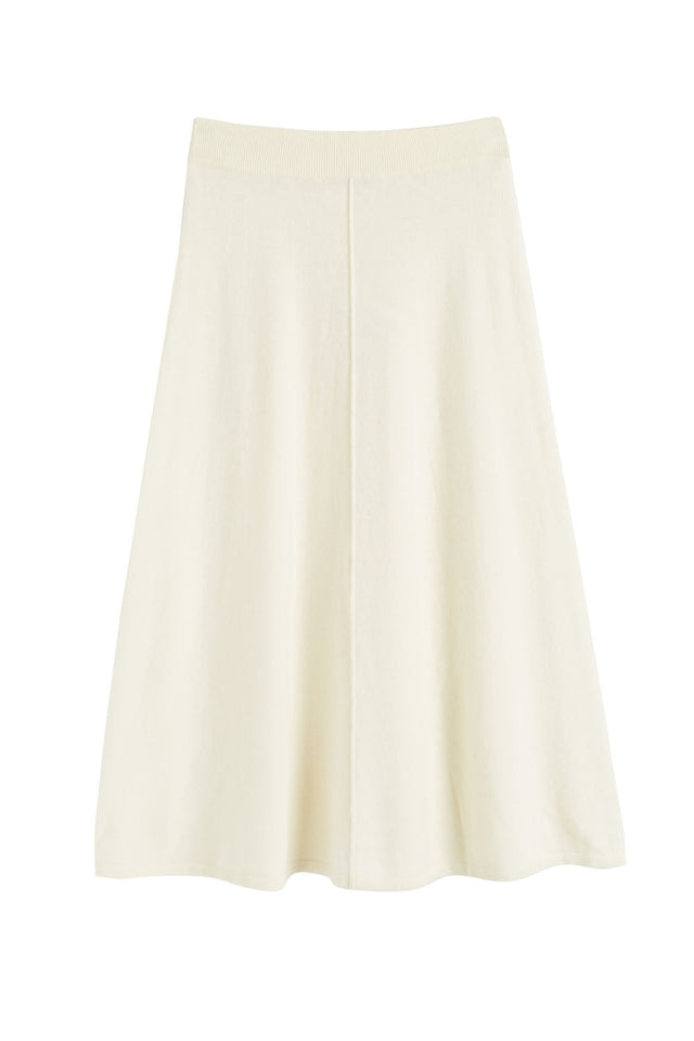 Cream Wool-Cashmere Midi Skirt image 4