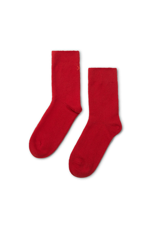 Velvet-Red Wool-Cashmere Socks image 2