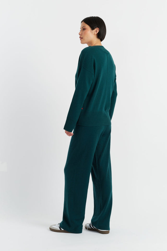 Forest-Green Wool-Cashmere V-Neck Sweater image 3