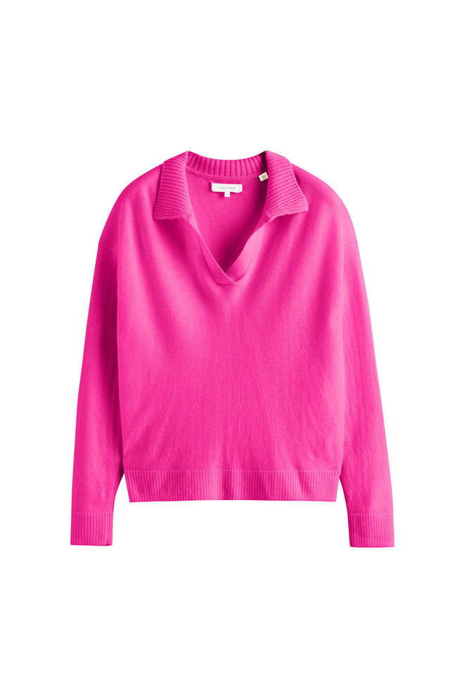 Fuchsia Wool-Cashmere Collared Sweater image 2