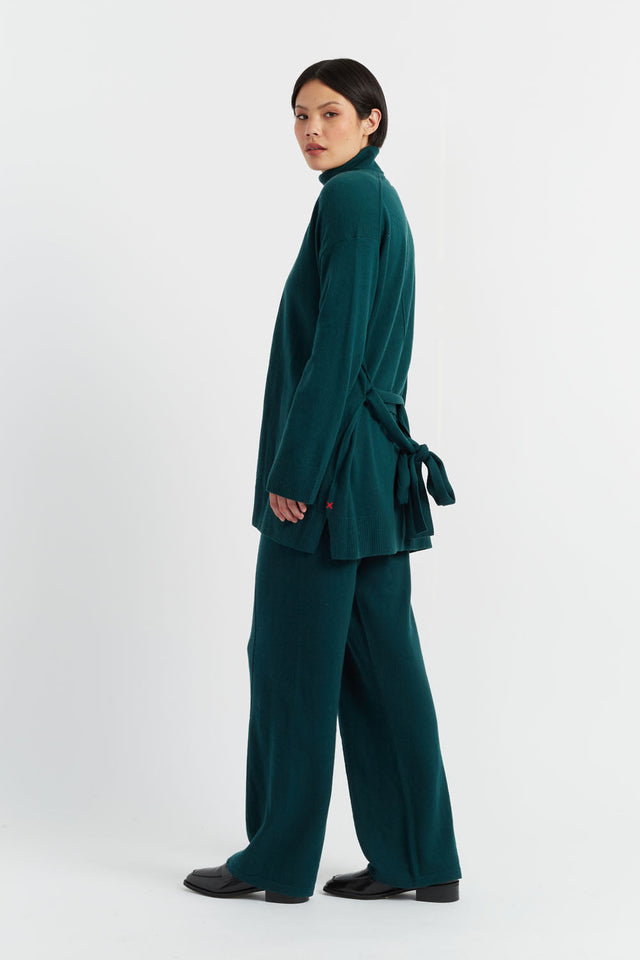 Forest-Green Wool-Cashmere Belted Cardigan image 5