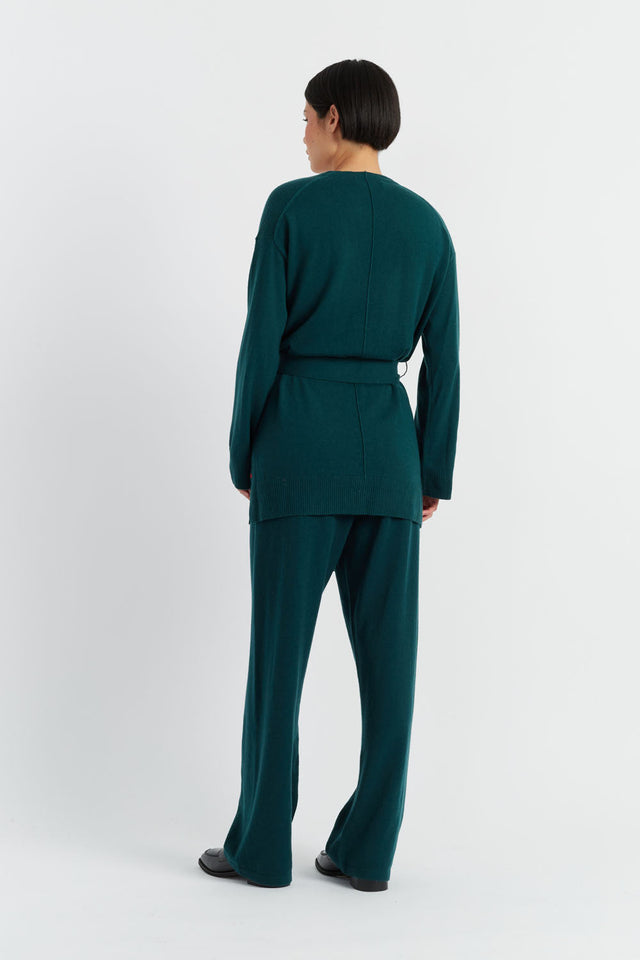 Forest-Green Wool-Cashmere Belted Cardigan image 3