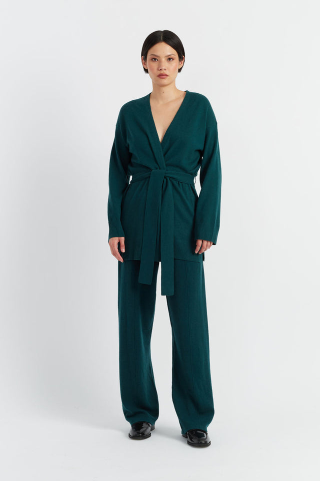 Forest-Green Wool-Cashmere Belted Cardigan image 1