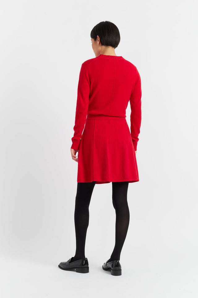 Velvet-Red Wool-Cashmere Mini Skirt image 3