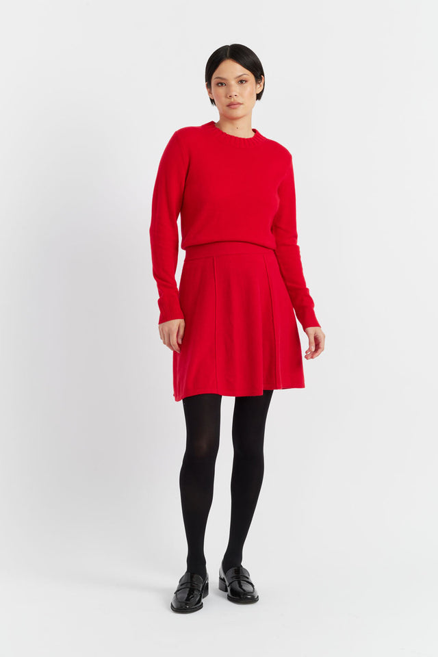 Velvet-Red Wool-Cashmere Mini Skirt image 1