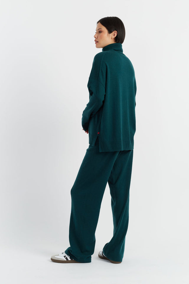 Forest-Green Wool-Cashmere Relaxed Rollneck Sweater image 3