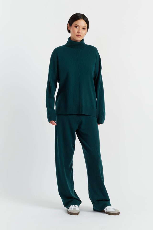 Forest-Green Wool-Cashmere Relaxed Rollneck Sweater image 4