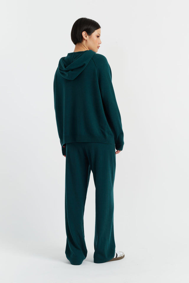 Forest-Green Wool-Cashmere Boxy Hoodie image 3