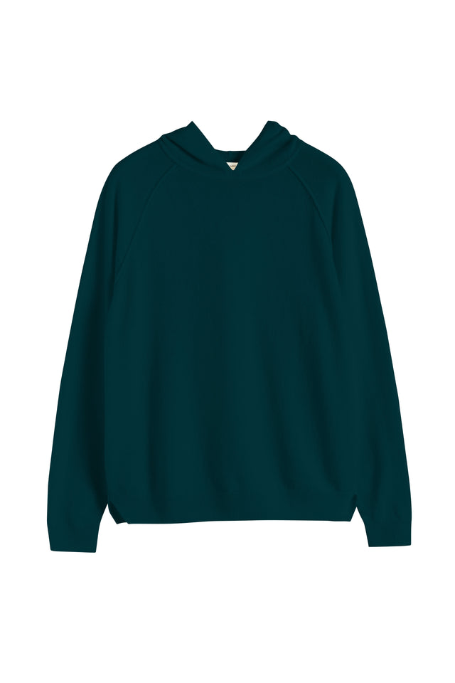 Forest-Green Wool-Cashmere Boxy Hoodie image 2