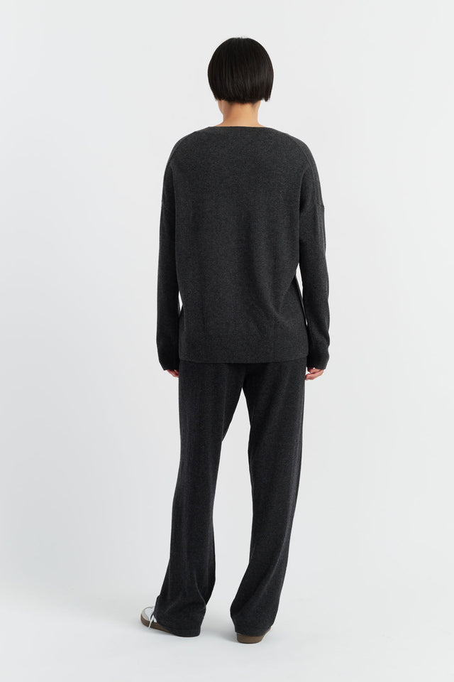 Charcoal Wool-Cashmere Wide-Leg Track Pants image 3