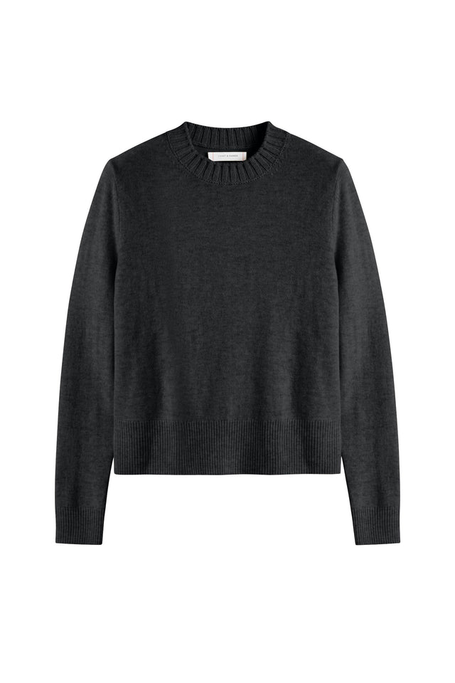 Charcoal Wool-Cashmere Cropped Sweater image 2