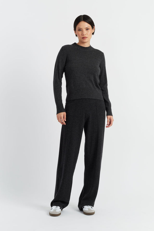 Charcoal Wool-Cashmere Cropped Sweater image 4