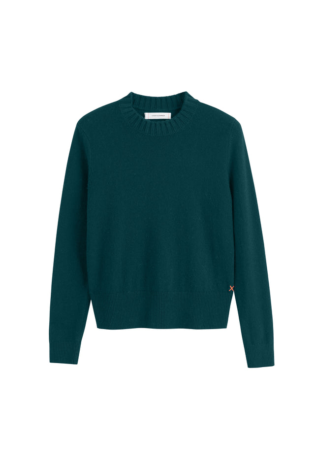 Forest-Green Wool-Cashmere Cropped Sweater image 2