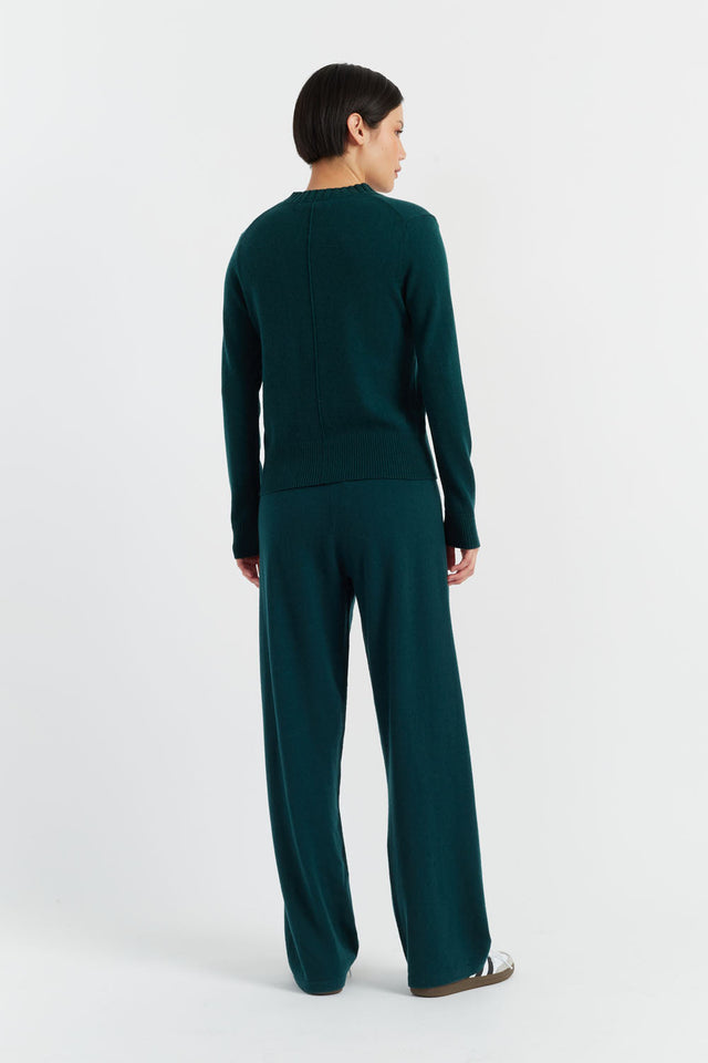 Forest-Green Wool-Cashmere Cropped Sweater image 3